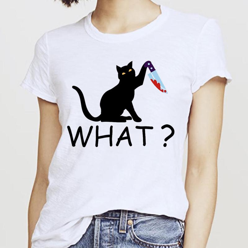 Women T-Shirts Cat Sweet New 2025 Fall Halloween Short Sleeve T-Shirt Female Harajuku Thanksgiving Graphic Oversized Tshirt Tops