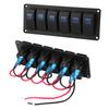 12 24V 6 Gang Rocker Switch Panel for Car RV Boat Yacht Marine Blue LED