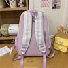 Striped Colorblock Backpack Large Capacity Student Schoolbag Lightweight Backpack