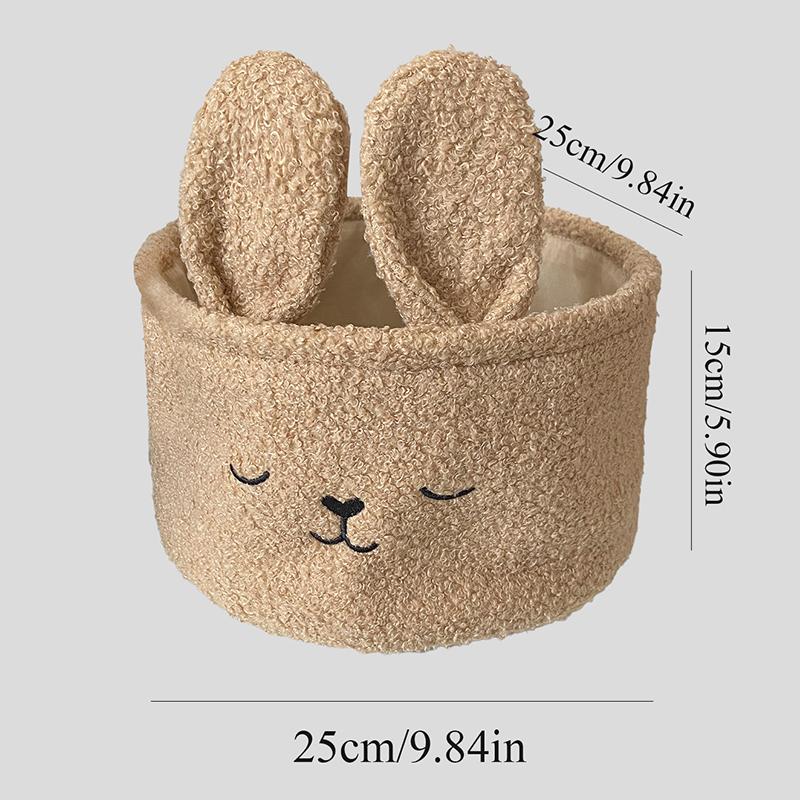 Rabbit Ears Organizer Large Capacity Soft Plush Sundries Storage Baskets Multi-Purpose Bag Cute Embroidery Toys Storage Baskets