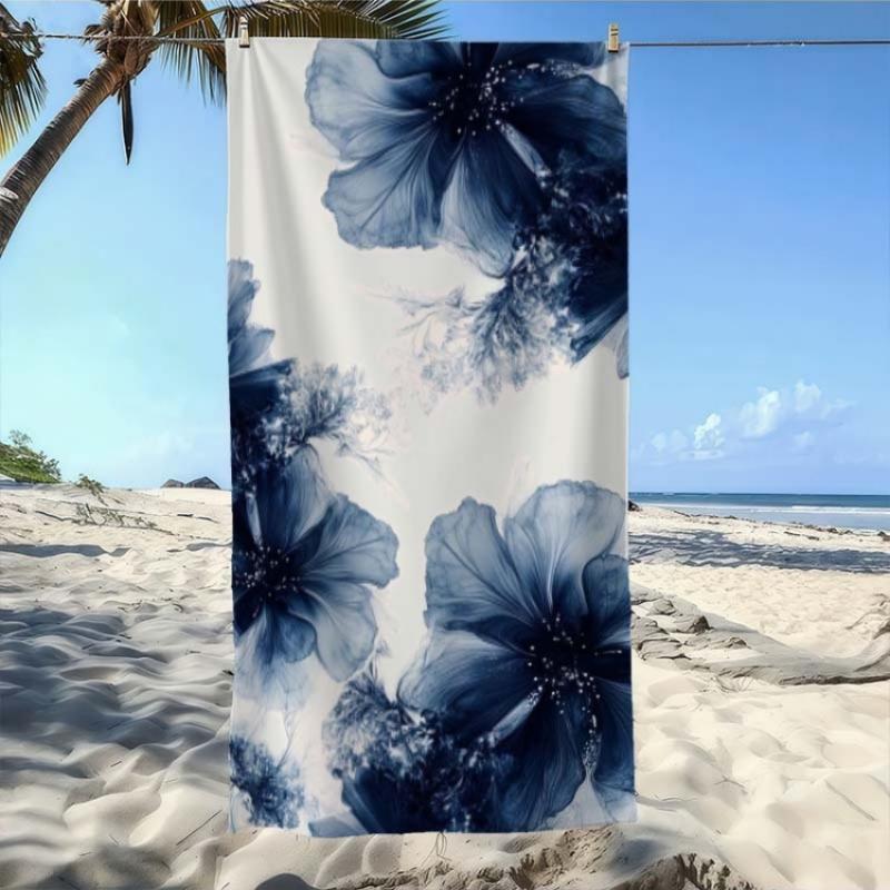 

Blue Abstract Flower Beach Towel, Ultra-Absorbent, Quick-Dry, Comfortable & Practical, Ideal for Beach, Pool, Bathroom, Yoga, W40*H60(CM)