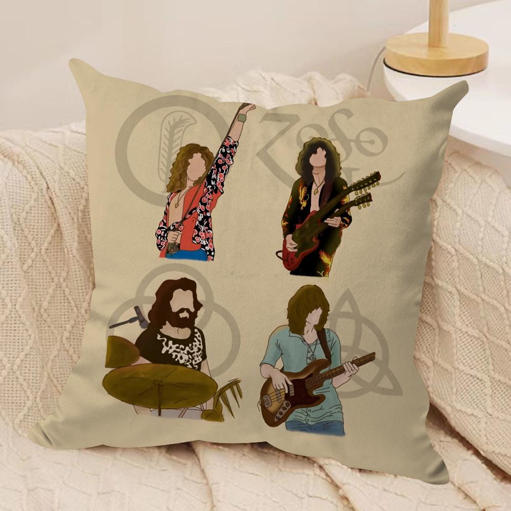 Band Lled Zzeppelin Cushion Cover Silky Short Plush Sofa Pillow Cover Hidden Zipper Soft Dustproof Case for Home Decor
