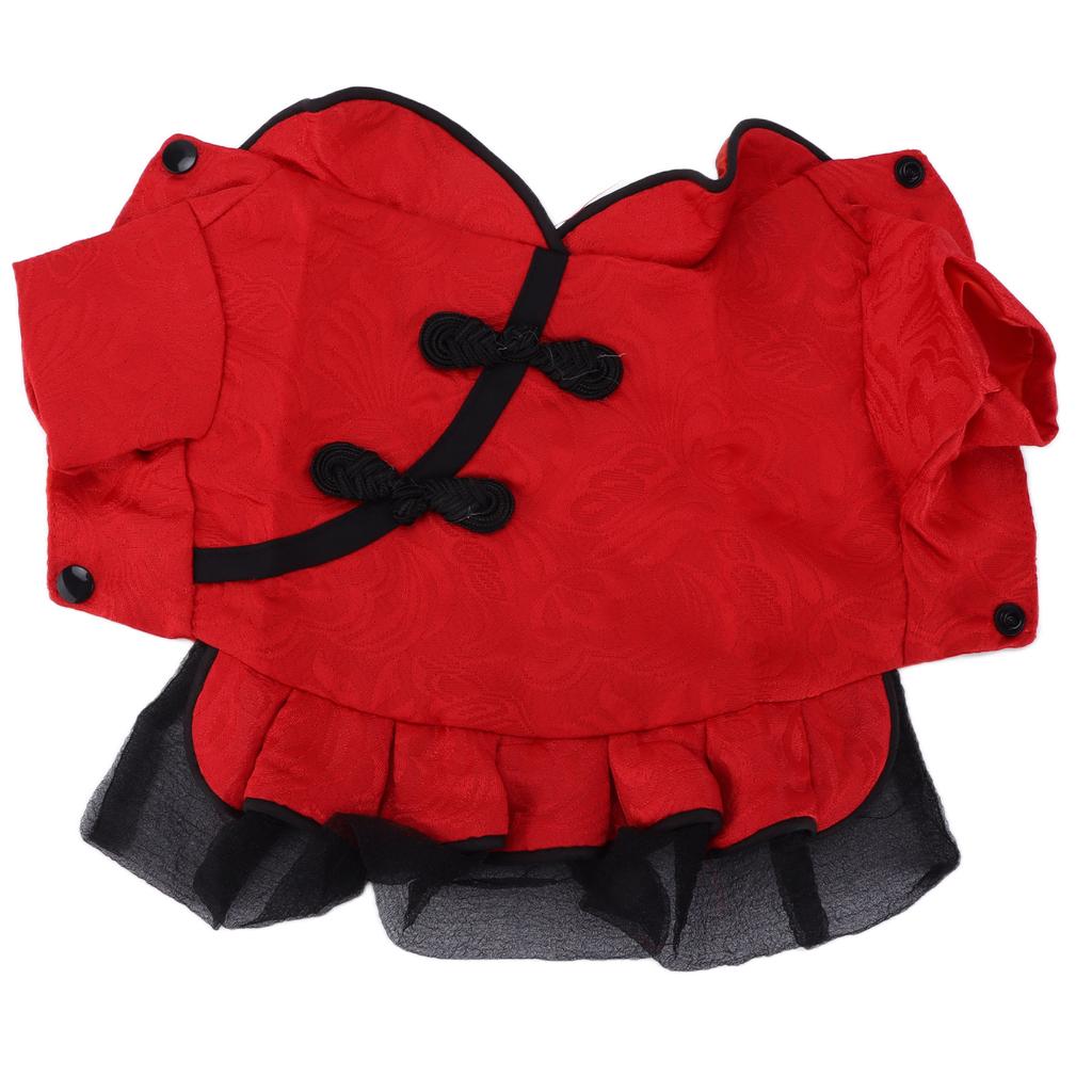 Pet Chinese Style Suit Spring and Summer Cotton Qipao Costume for Pet Puppy and Cats