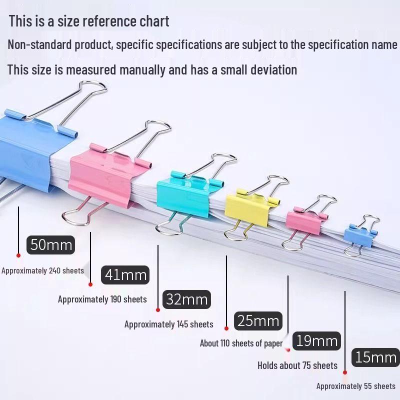 Mixed Pack of Colored Bulldog Clips - Large, Medium, and Small Paper Clips for Documents and Books
