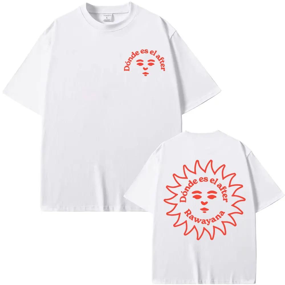 

Rawayana Dónde es el After Sun Face Dual-Sided Casual Oversized T-Shirt Latin Music Vintage Aesthetic Unisex Black Streetwear T-shirt M