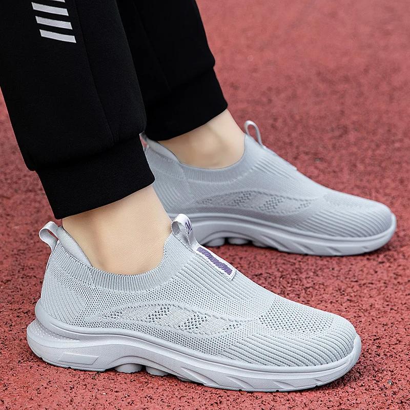 

Men s Running Shoes Black Casual Breathable Sleeve Flat Shoes Women s Outdoor Simple and Lightweight Anti Slip Running Shoes 36 серый