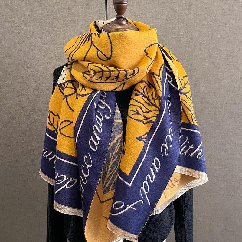 Damen-Schal mit Blumen-Quaste, Schal, Wickelschal für