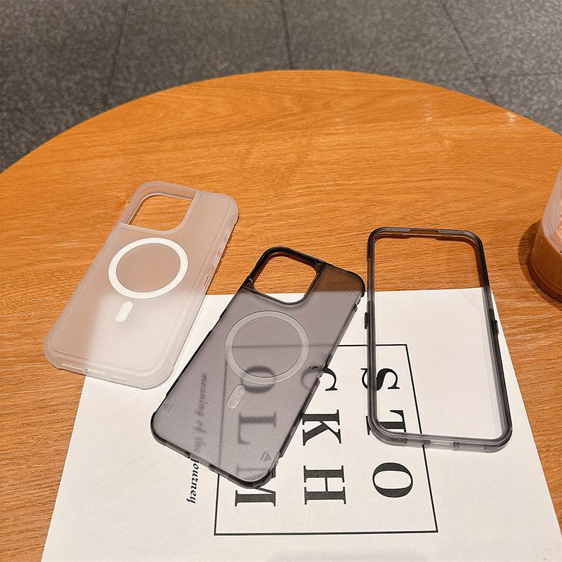 For IP16promax Magnetic Defense Three-in-one Transparent TPU+PC Upper and Lower Cover Ins Wind and Anti-fall Mobile Phone Case