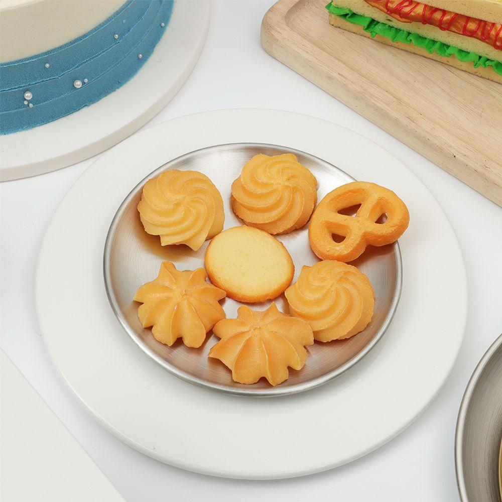 Stainless Steel Gold Silver Tableware Cake Dessert Round Plate Metal Dining Disc Bone Spitting Dish Shallow Tray
