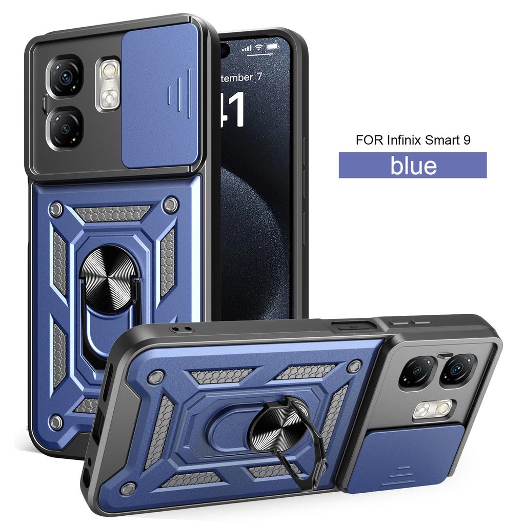 For Infinix Smart 9 Case Infinix Hot 40i Cover Smart9 HD Magnetic Ring Holder Armor Phone Case Slide Camera Protect Back Cover