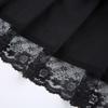 2023 Women High Waist A-Line Mini Skirt Lace Decoration Pleated Printed Punk Style Black Dress Club Party Wear Hot