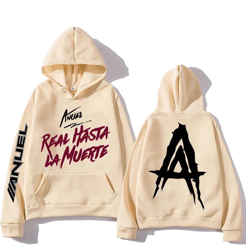 Anuel AA Graphic Printing Hoodie With Pocket Harajuku Fleece Sweatshirt Long-sleeved Punk Clothing Unisex Vintage Soft Pullovers