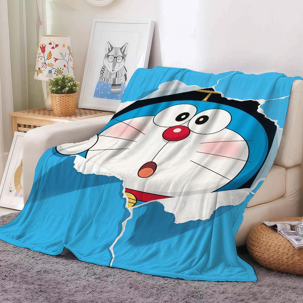 Cute Cartoon Anime D-Doraemon Blanket Warm And Soft Suitable For Bedroom Living Room Sofa Bed Office Travel Camping
