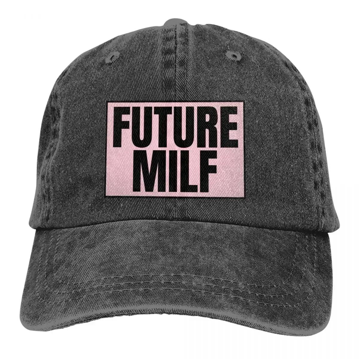 

Printed Bonnet Future Milf Multicolor Hat Peaked Women s Cap Pink Black Personalized Visor Protection Hats One Size