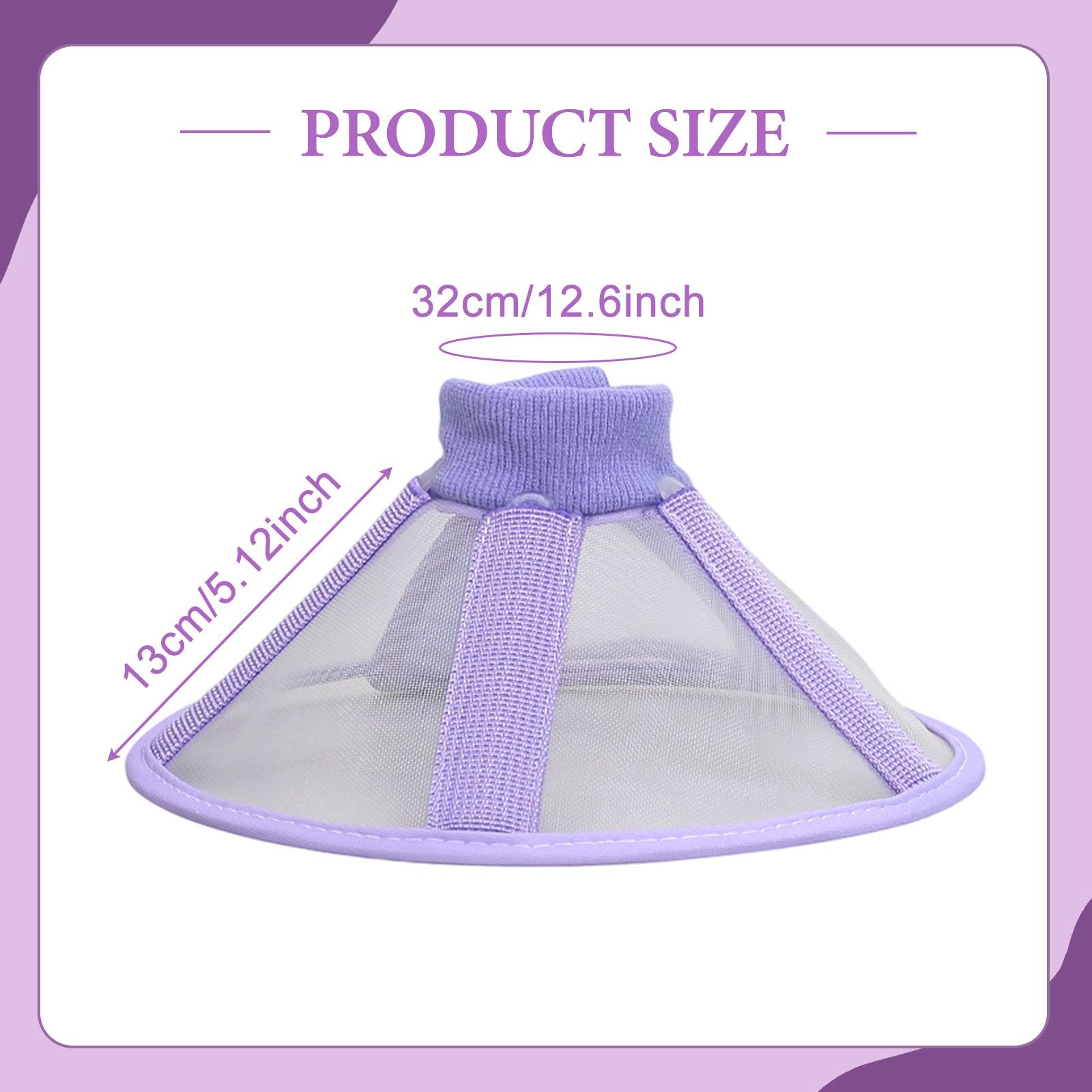 

Adjustable Pet Elizabethan Collar Breathable Mesh Cat Cone Anti-Lick Neck Recovery Collar for Cats Kitten Pet Supplies M фиолетовый