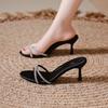 2025 Sandals Women's Shoes Summer High Heels Stiletto Elegant Party Stripper Fashion Sexy Gold Designer Women Sandals
