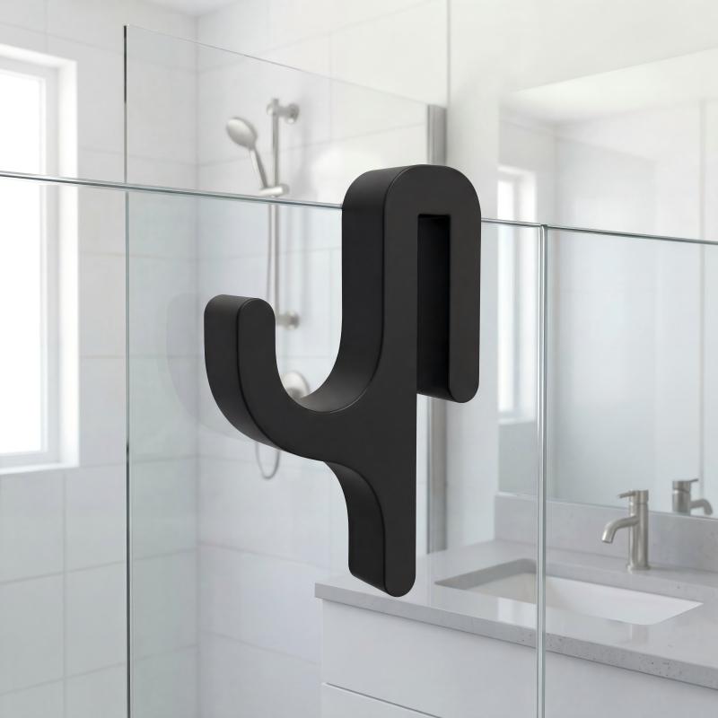 3D Shower Door Towel Hook for 8mm Glass Doors Bathroom Hanger for Clothes Towel Bathrobes Laundry Dormitory Apartment