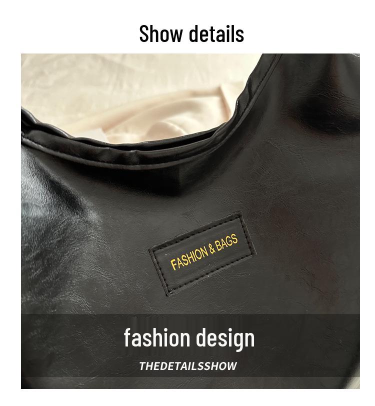 Oily Leather Large Slouchy Tote Bag: Women's 2024 Korean Style Casual Retro Spring Fashion, Large Capacity.