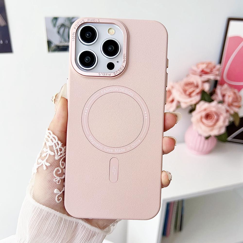 KEYSION Matte Leather Texture Hard PC Phone Case for MagSafe for iPhone 13 14 Pro Max 14 Plus Magnetic Shockproof Back Cover