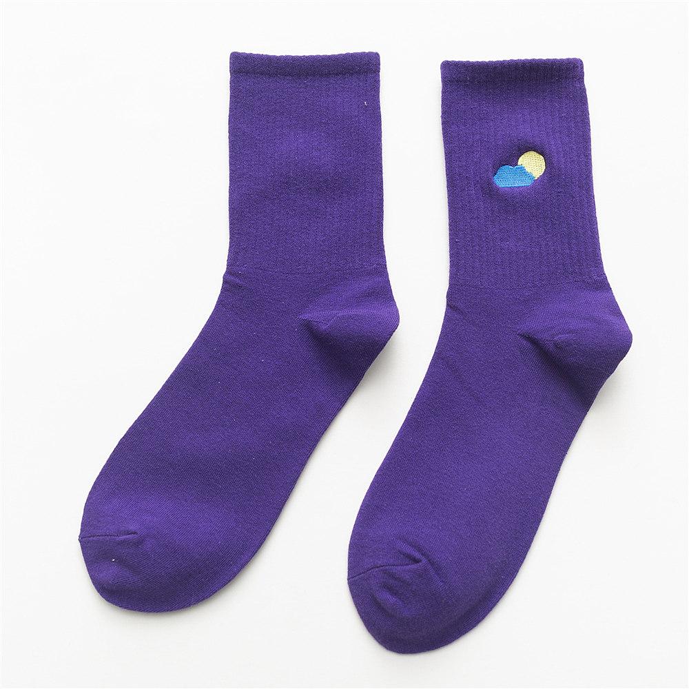 Șosete Hipster cu Broderie la Modă, Model Vreme, Barometru Amuzant de Dispoziție, Fulger, Curcubeu, Ploaie, Soare, Dropship