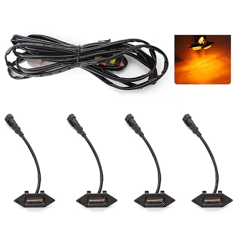 LED Car Lights 4Pcs Front Grille LED Light Safety Warning Light Harness For Honda CRV 2017-2024 Car Accessories LED Signal Lamps