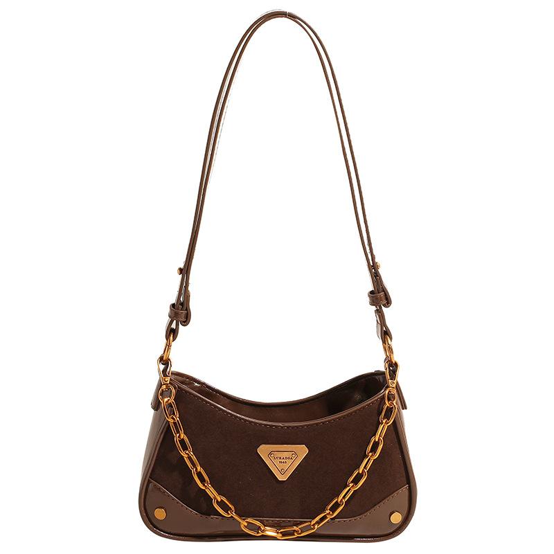 

Underarm bag women s new fashionable large-capacity shoulder bag casual fashion wind chain diagonal span small square bag коричневий