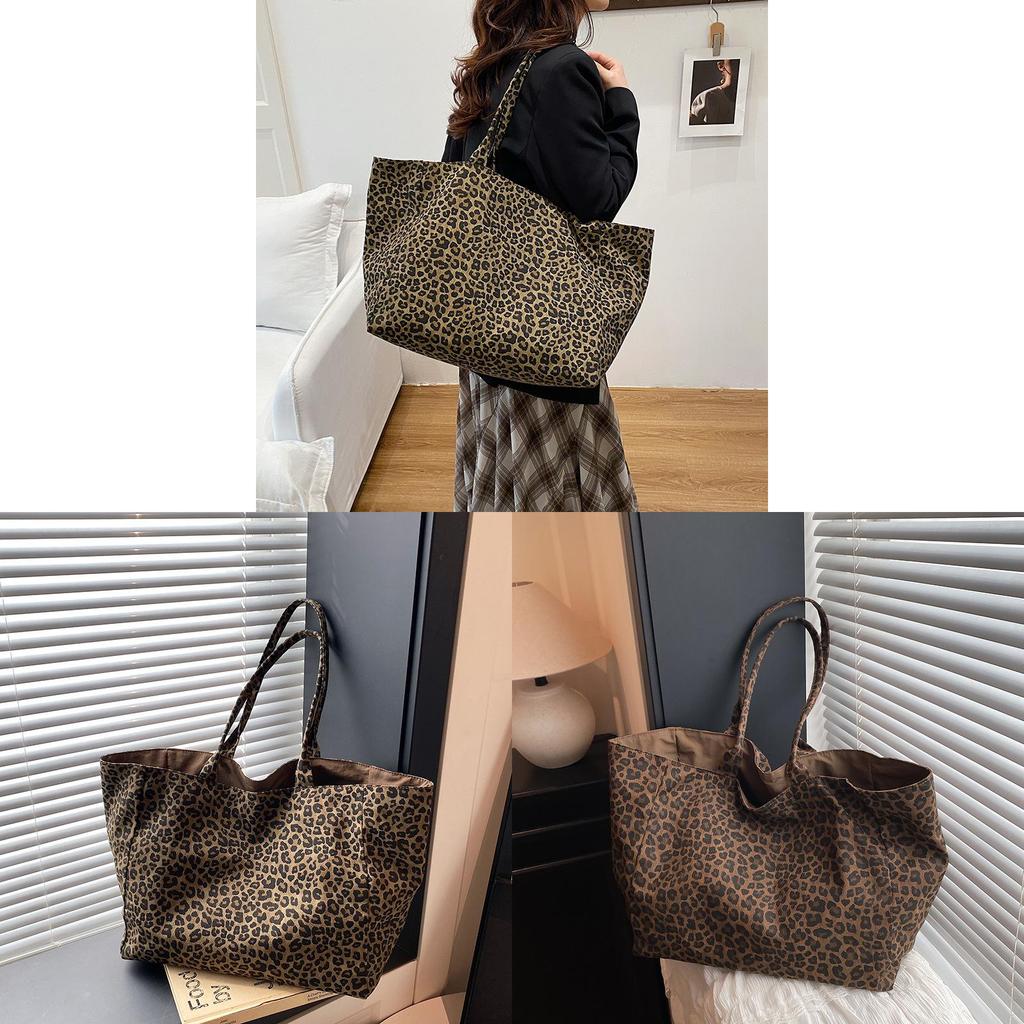 Street Style Leopard Print Tote Bag With Polyester Material For Casual Daily Use