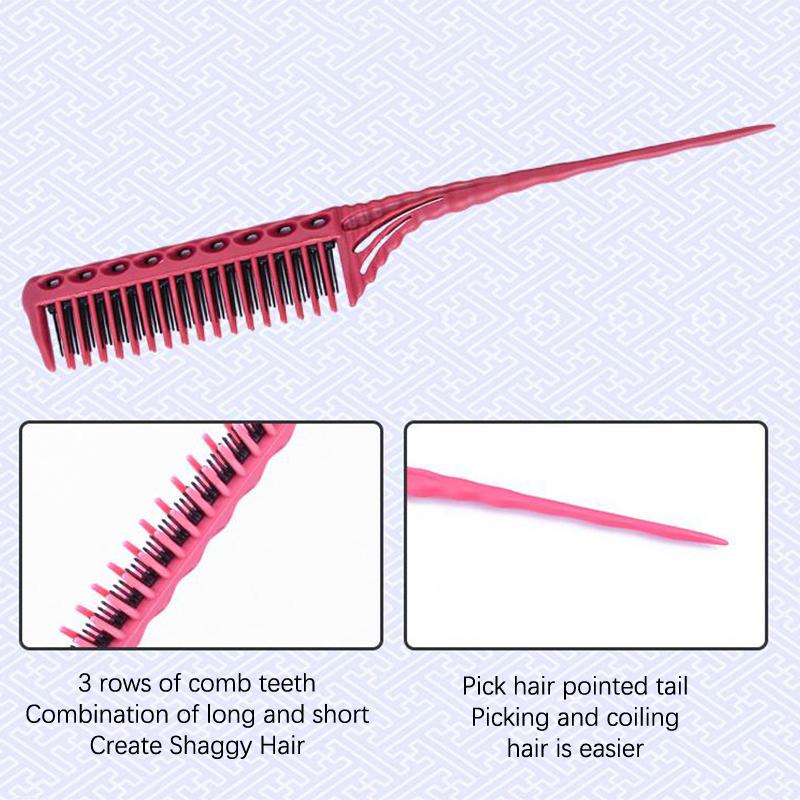 1Pc Professional Hair Combs Tip Tail Comb Barber Hairdressing Comb 3-Row Teeth Detangling Comb Salon Tools Barber Accessories