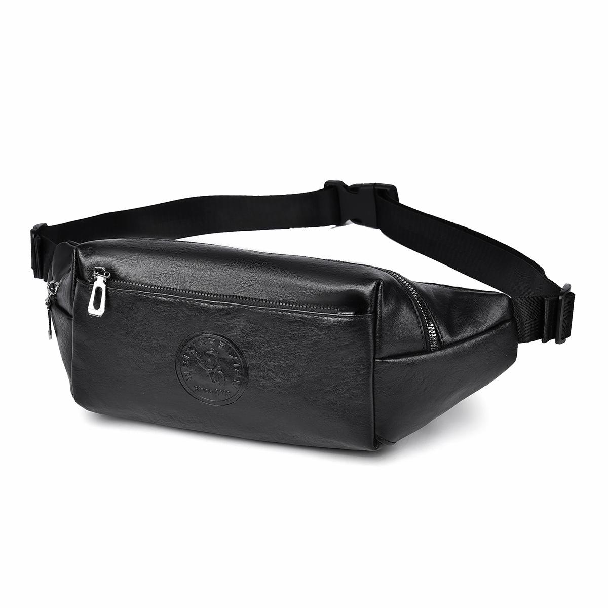 

Новинка 2024 года, мужская нагрудная сумка из искусственной кожи, спортивная поясная сумка, многофункциональная сумка через плечо для мобильных телефонов, большая вместительная сумка на плечо 36x6x13cm чёрный