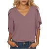 Women's Loose Fit Chiffon Blouse V Neck Casual Top Lightweight Flowing Sleeve Shirt for Everyday Wear