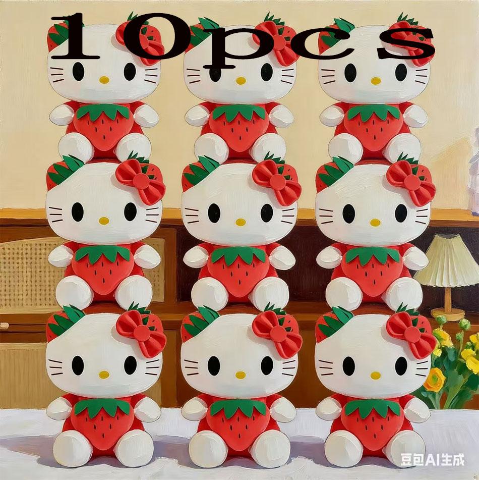 25Cmkawaii Plush Stuffed Toys Strawberry Kt Cat Pillow Dolls Birthday Gift Home Decoration Animal Doll