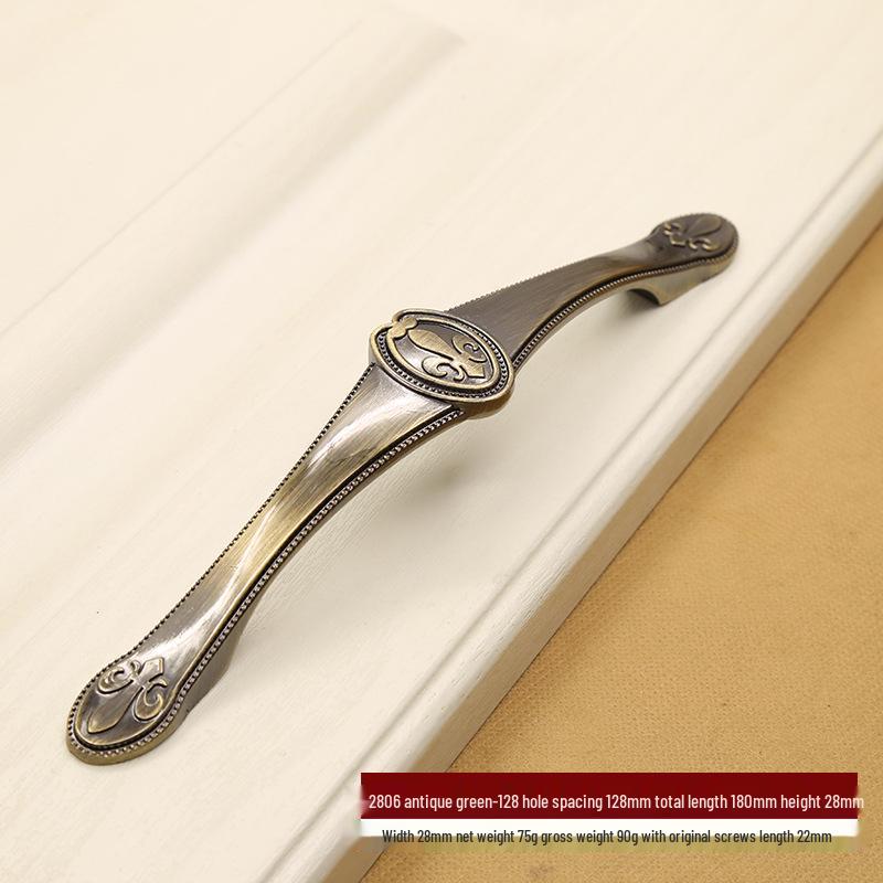 European Style Antique Bronze Pull Handle for Kitchen Cabinets, Wardrobes, and Drawers - Classic Retro Zinc Alloy Design.