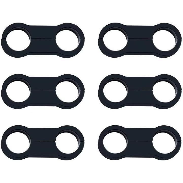 6AN Black Hose Aluminum Clamp-AN6 Hose Separator Fuel line Mounting Clamps Aluminum Hose Fitting Adapter Great for 3/8 Fuel Hose, Oil Line, Brake