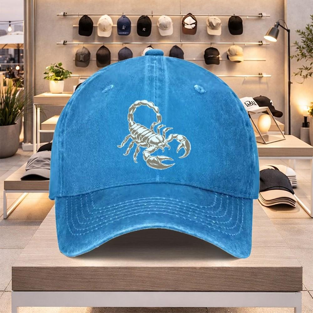 Scorpion Print Baseball Cap Cotton Adjustable Casual Unisex Distressed Hat Gift