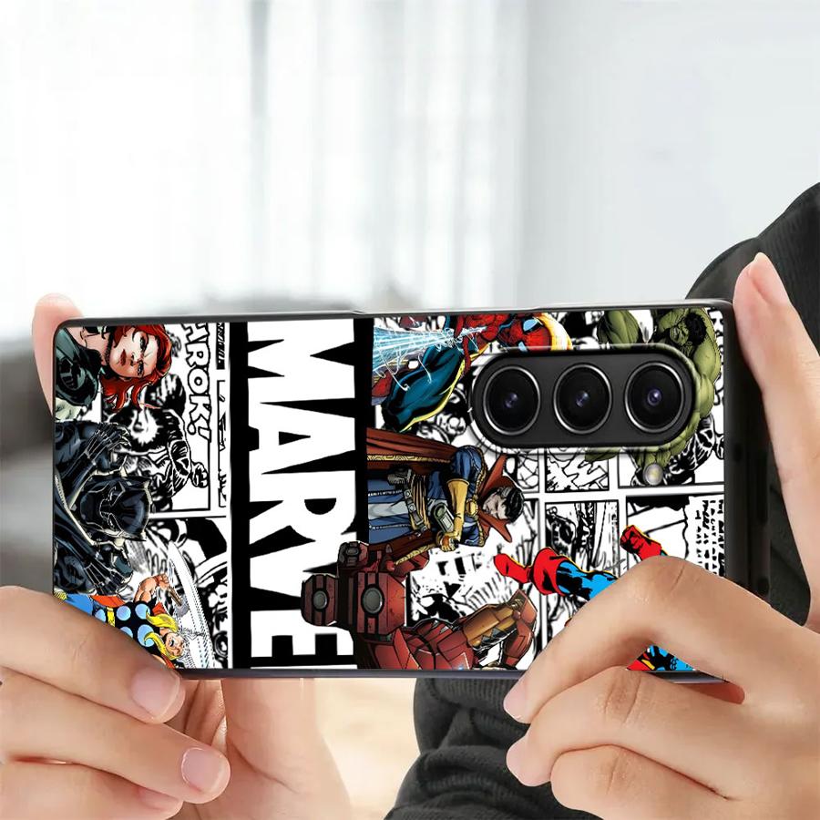 Case for Samsung Galaxy ZFold6 ZFold4 ZFold3 ZFold5 ZFold7 Z Fold 7 6 5 4 3 Back Phone Cover Marvel Cartoon Iron Man Hulk