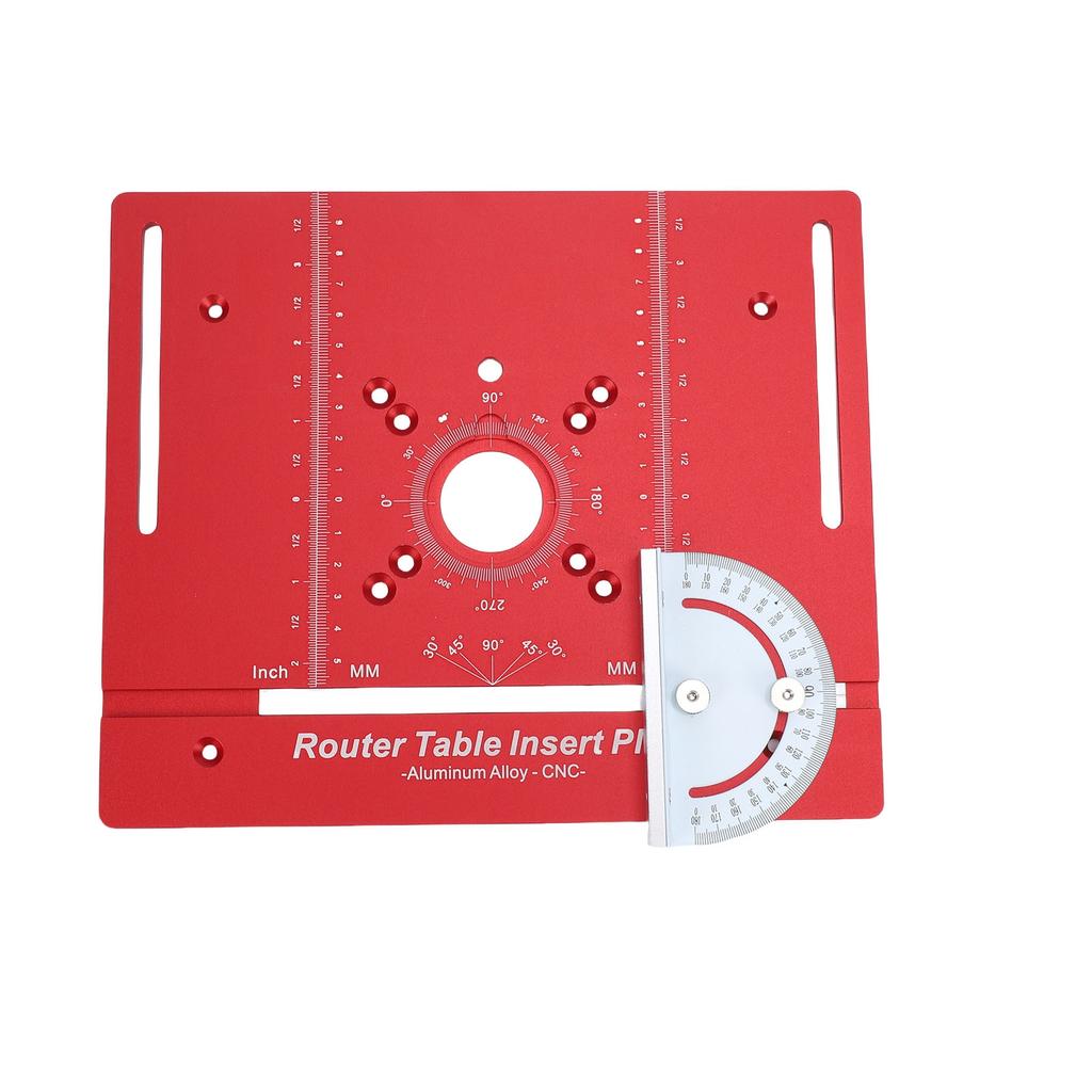 Router Table Insert Plate with Miter Guide Aluminum Alloy Woodworking Bench Flip Board for Trimming Red MM Inch Scales