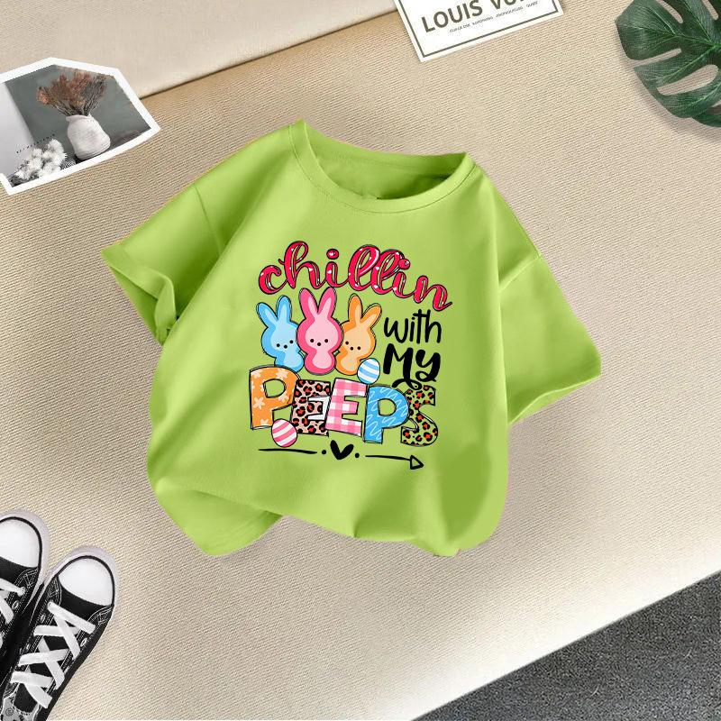 Children s Casual Short-sleeved T-shirt, Summer Girls Cute Rabbit T-shirt 100cm