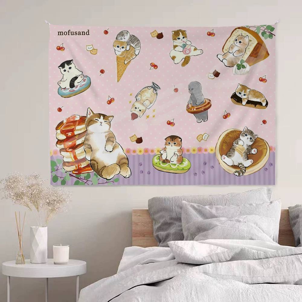 

Cute MMofusands Cat Cartoon Tapestry Art Science Fiction Room Home Decor Wall Hanging Home Decor 74x94cm(29x37in)