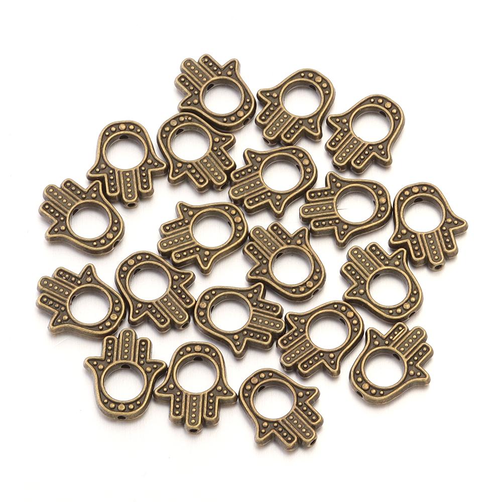 20pcs 3 Colors Hamsa Hand Beads 14.5x13mm Small Fatima Alloy Plam Spacer Beads For DIY Jewelry Making Handmade Necklace Findings