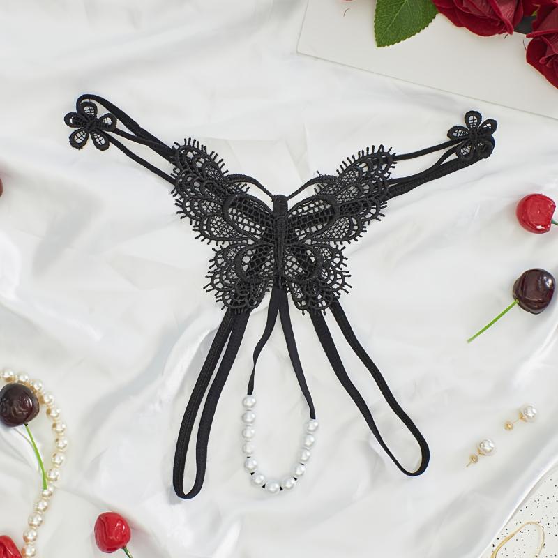 Tanga cu model în formă de fluture, chiloți intimi cu talie joasă, lenjerie sexy și lenjerie intimă pentru femei