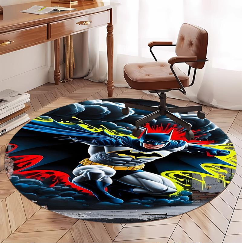 Batman Pattern Round Rug, Indoor/Outdoor Mat, for Picnic, Gameroom, Bedroom, Office, Living Room, Home Decor Carpet, Birthday Gift