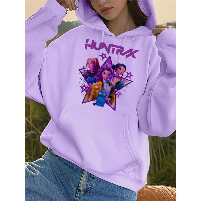 Kpop Demon Hunters Tiger Pocket Hoodies Manga Harajuku Hoody Hooded Women's Autumn Winter Sweatshirts Girls Pullovers Clothes