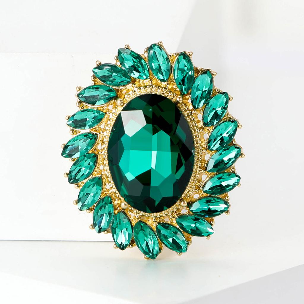 Broche Oval de Cristal con Girasol para Mujer Unisex Pines de Solapa Fiesta de Oficina Regalos para Amigos Accesorios