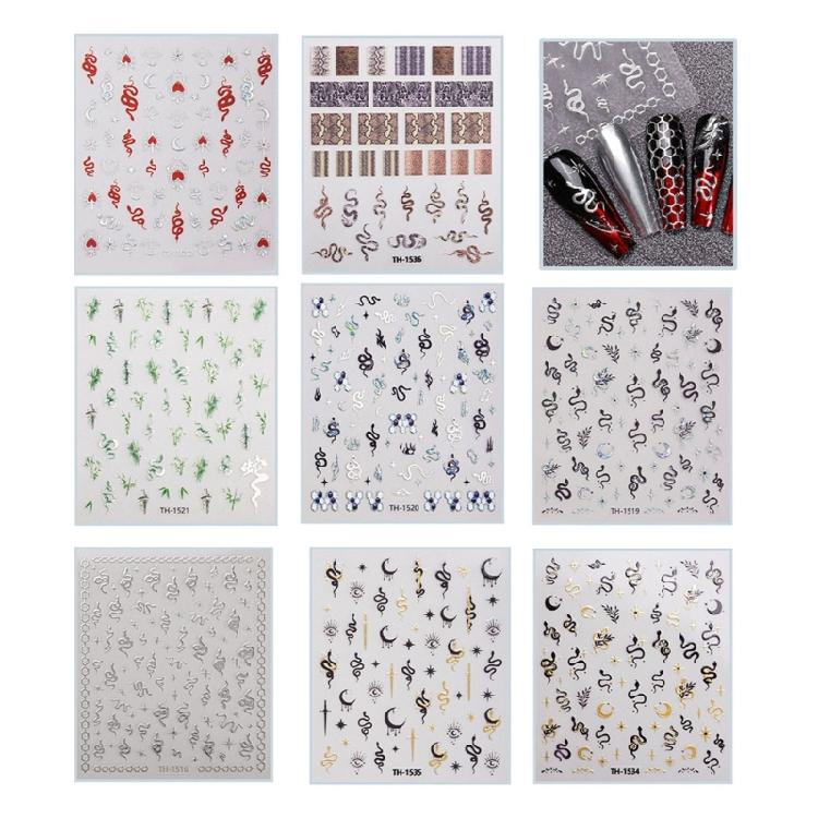 1 Sheet Fashion Nail Art Decals for Chinese New Year Manicure Decors with Cartoon Snake PatternsNail Salon Accessories