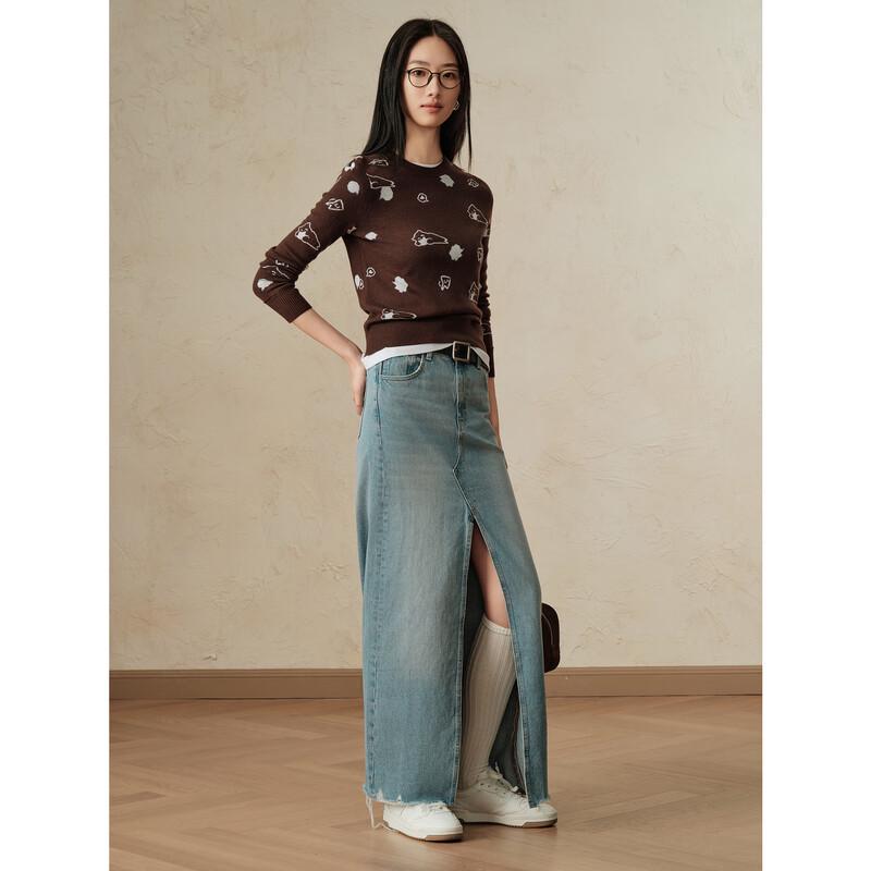 JUZUI Women's Animal Wool Blend Pullover Knit Sweater JWEQ31018