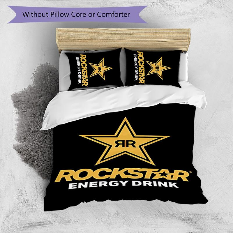 3pcs Rockstar Energy pattern bedding set duvet cover set includes duvet cover &pillowcases,perfect all season bedroom decoration&gift