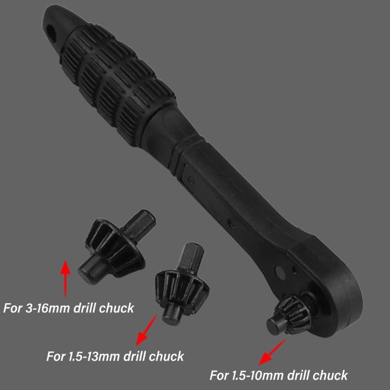 Wrench Multifunctional Practical Labor-saving 2 in-1 Drill Chuck Key Steel Metal Wrenchs Black Ratchet Key Wrench