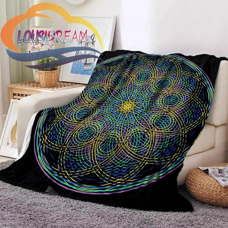 Flower of Life and Dature Stramonium Datura Flannel Warm Soft Fashion Blanket Plush Sofa Bed Throw for Picnic
