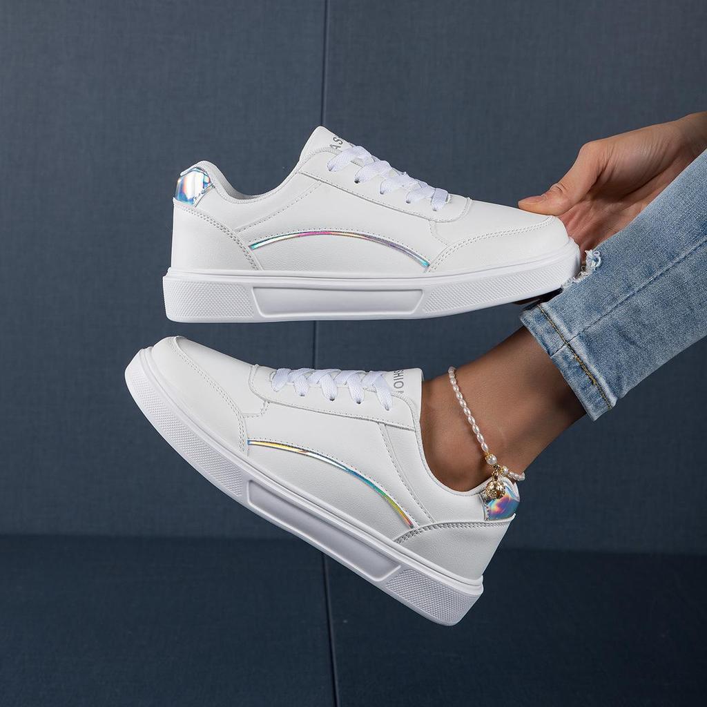 2025 Women's Versatile Plus Size Breathable Lightweight White Sneakers for Spring