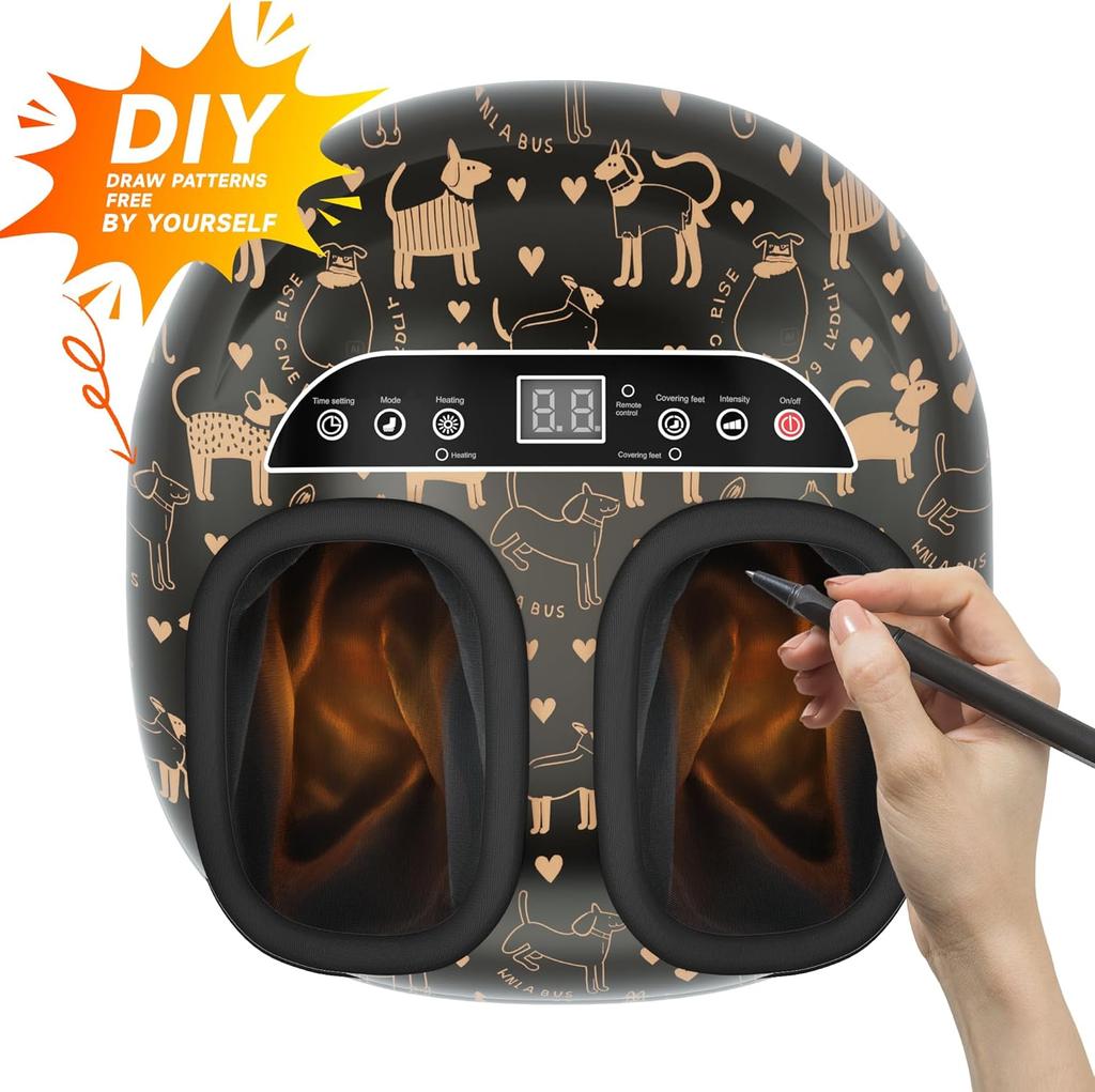 Foot Massager with Heat Kneading Vibration Compression Pause Function,Shiatsu Feet Massager for Plantar Fasciitis Neuropathy